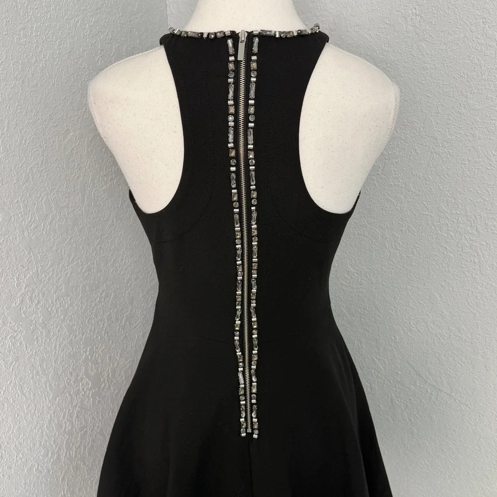 Elizabeth and James Black Embellished Crystal Racerback Fit and Flare Dress 4